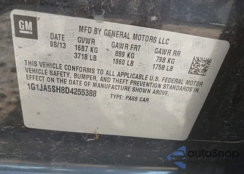 2013 Chevrolet Sonic Ls Auto from USA, damaged, VIN 1G1JA5SH8D4255388